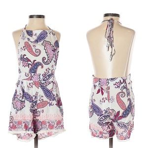 NWT LF Three Days paisley halter crochet romper S